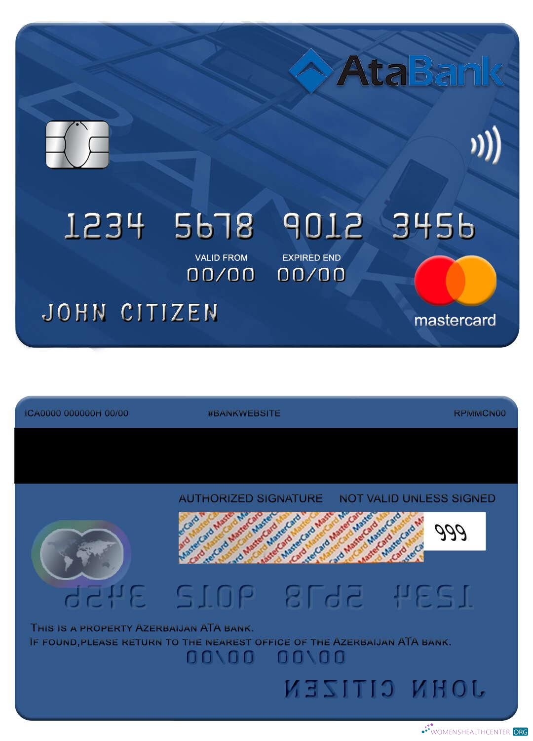Download Azerbaijan ATA bank mastercard Photoshop template